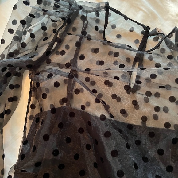 ZARA black polka dot crop top blouse S - Picture 2 of 6